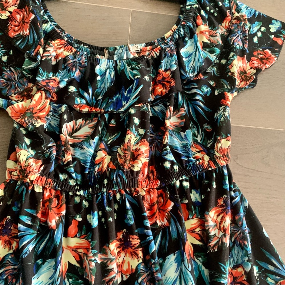YOUNG USA OFF DHOULDER , HIGH-LOW, SURREALIST BLUE DRESS - Picture 5 of 8